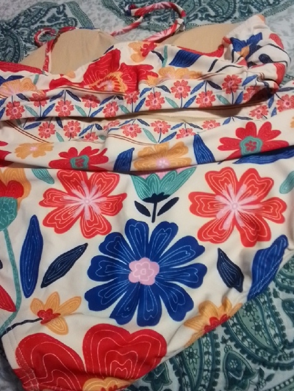 Floral One-Shoulder High-Waist Bikini in Multicolor - Picture 4 of 4